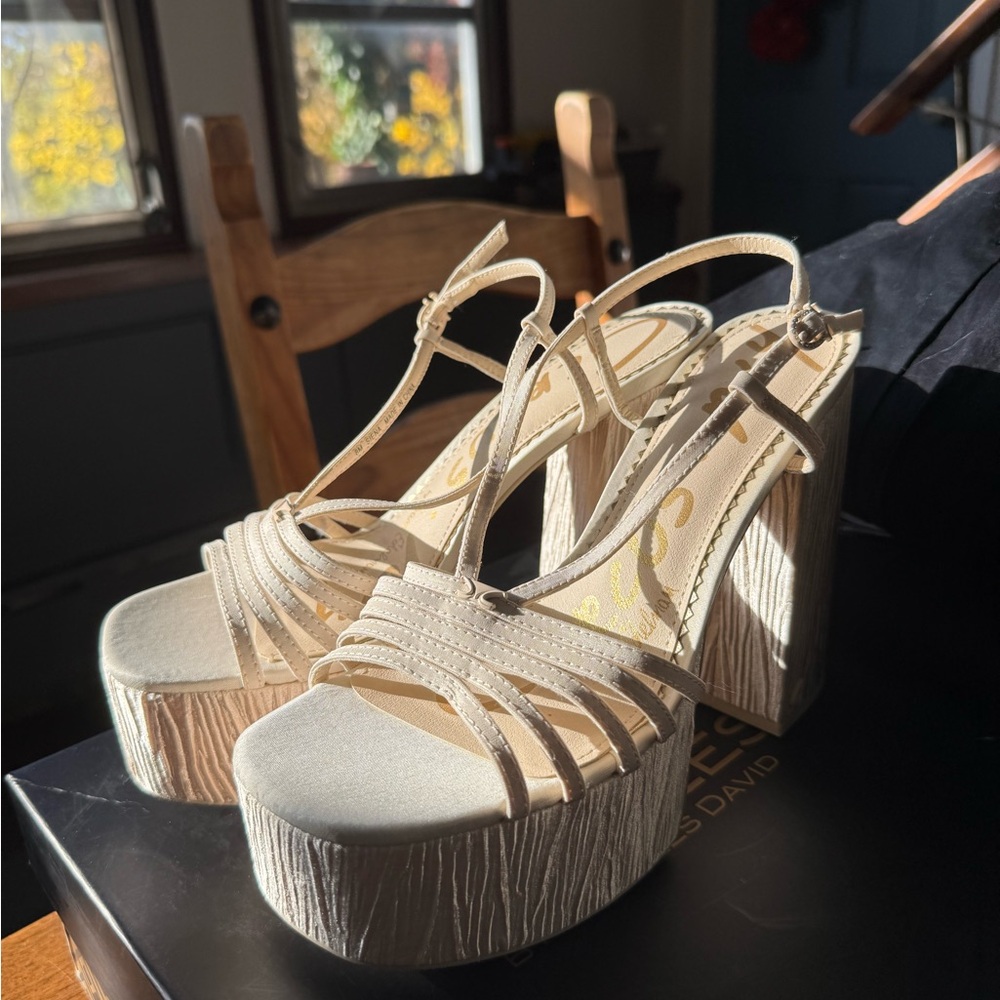 Metallic Cream Platform Heels